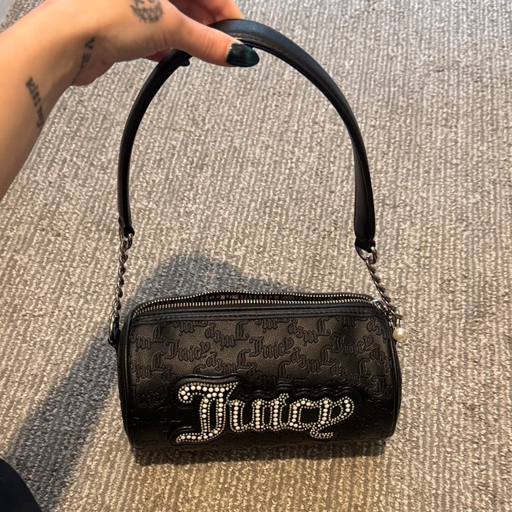 Juicy Couture Black, Mini Barrel Bag with Crystal Logo & matching wallet